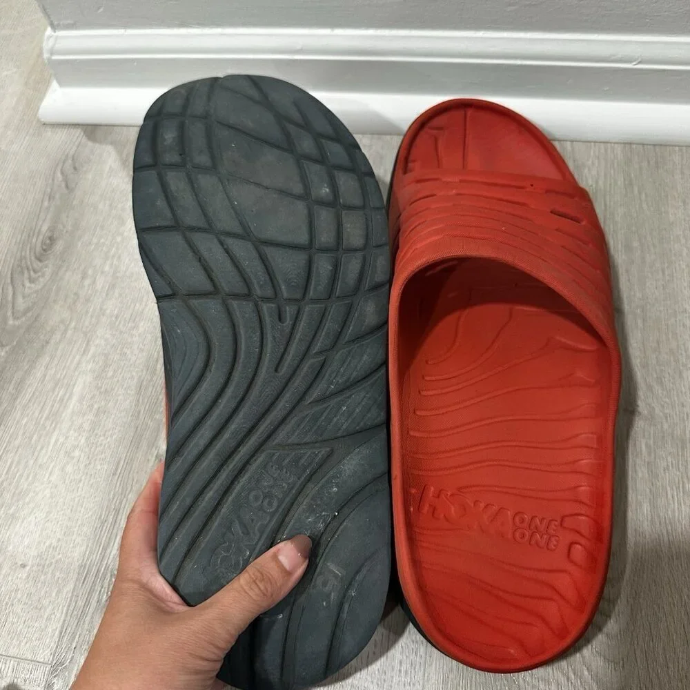 Hoka One Ora Recovery Orange Red Slide Sandals Mens 14‎ Blue Beach Summer Water